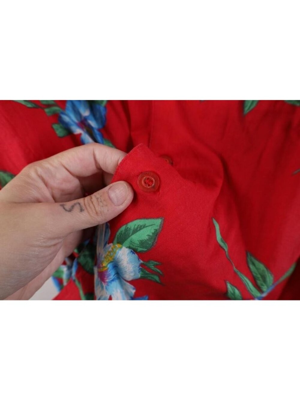 Vtg 70s 80s Streetwear Mens Medium Rayon Gabardine Flower Hawaiian Button Shirt - Picture 6 of 13